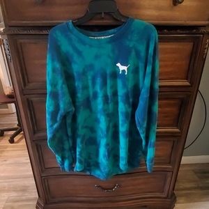 Pink long sleeve tie dye sweatshirt .